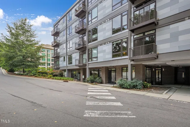 a front view of a multi story building