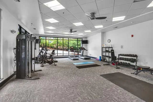 a view of a room with gym equipment