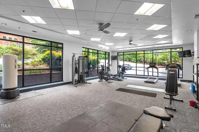 a view of a room with gym equipment