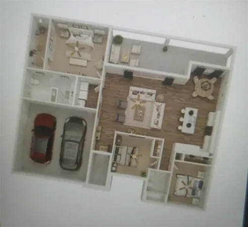 a view of an chairs and table in a room