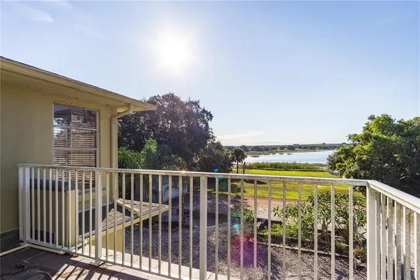 a view of a balcony with an outdoor space