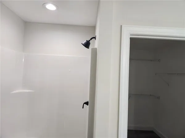 a close view of a shower in a bathroom