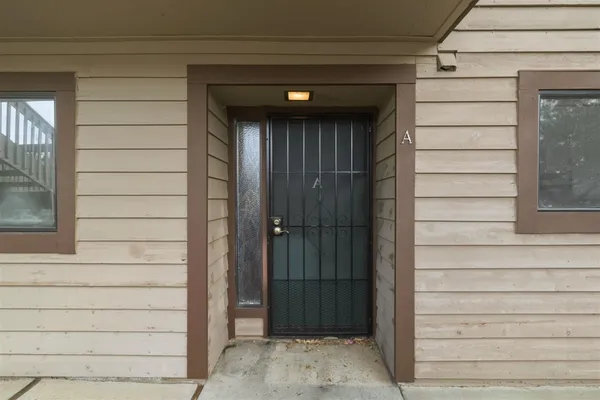 a view of wooden door