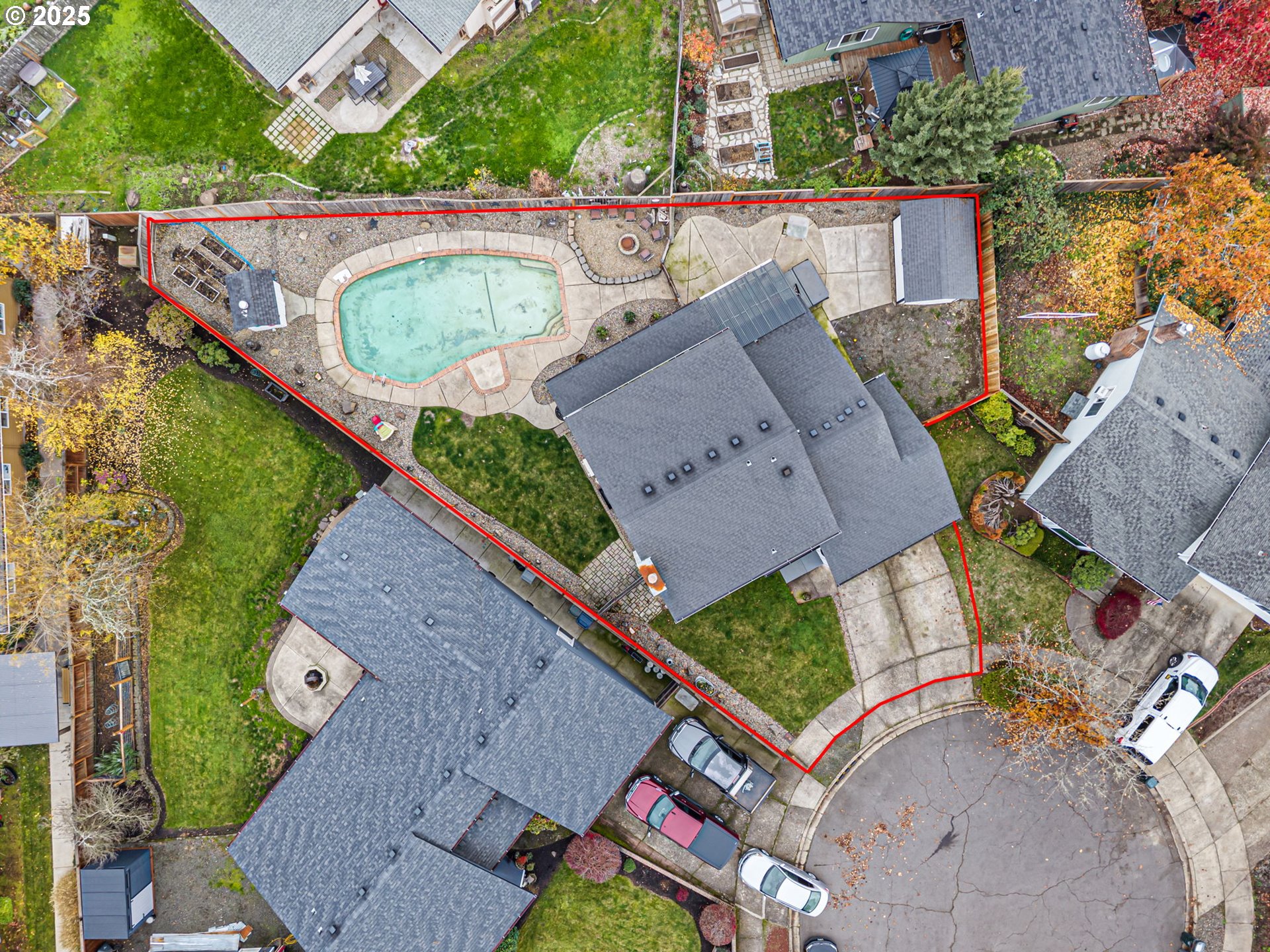 296 65th Street Springfield, OR 97478 - Photo 31 of 33 an aerial view of a house with a swimming pool