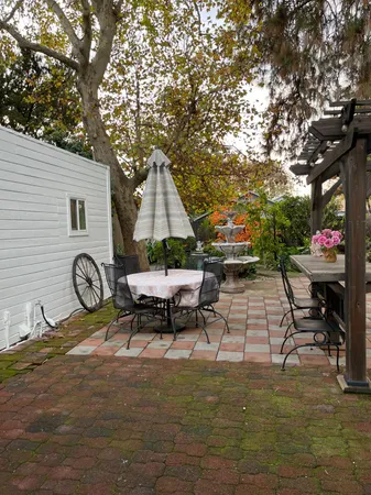 a view of outdoor space with lots of furniture