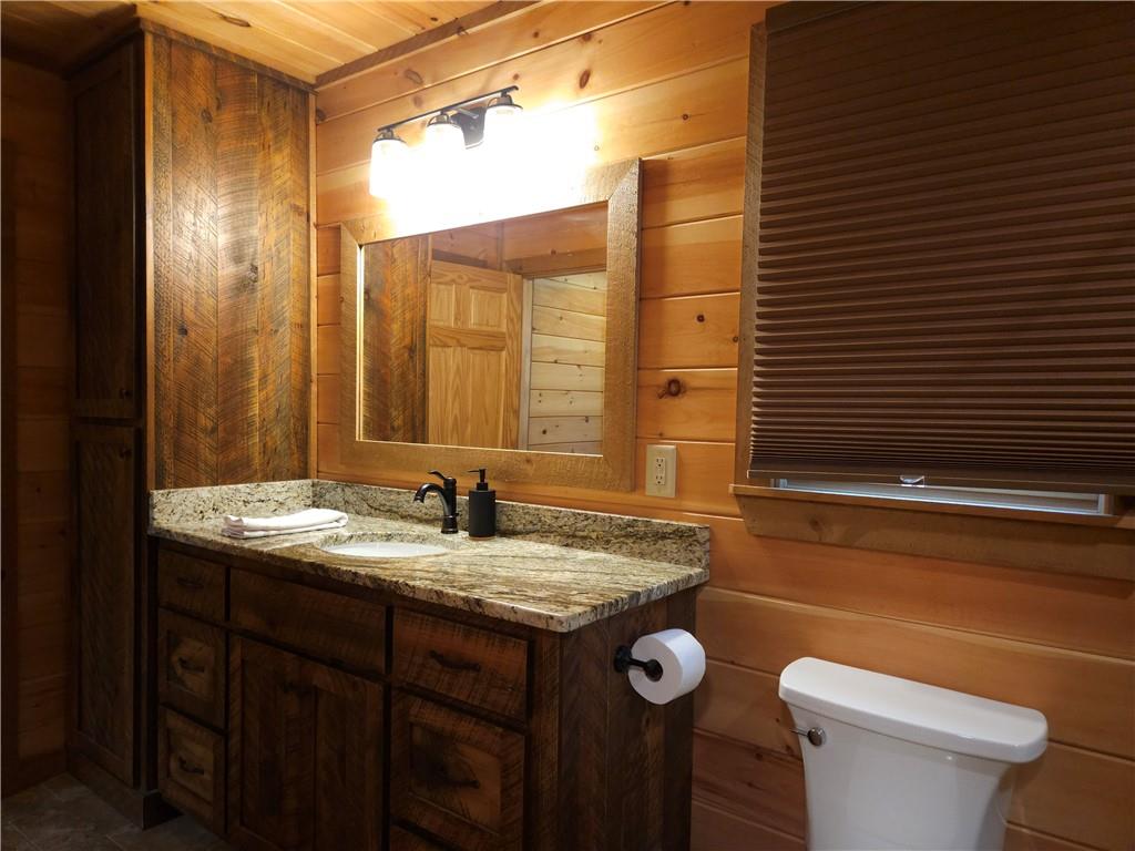 101 Hothouse Drive Mineral Bluff, GA 30559 - Photo 23 of 63 a bathroom with a granite countertop sink toilet and shower