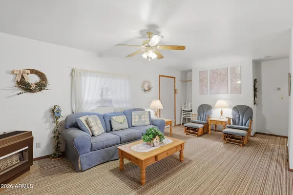a living room with furniture