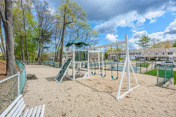 a view of a park with slide