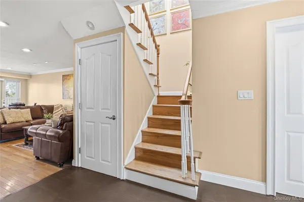 a view of entryway and workspace