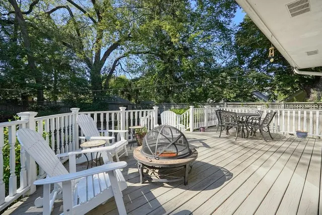 a view of a chair and tables