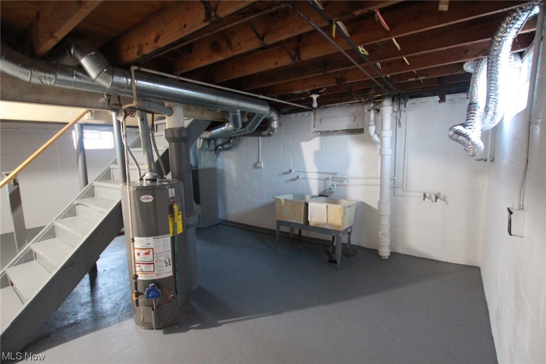 3606 Shelby Road Youngstown, OH 44511 - Photo 33 of 33 Basement with water heater and sink
