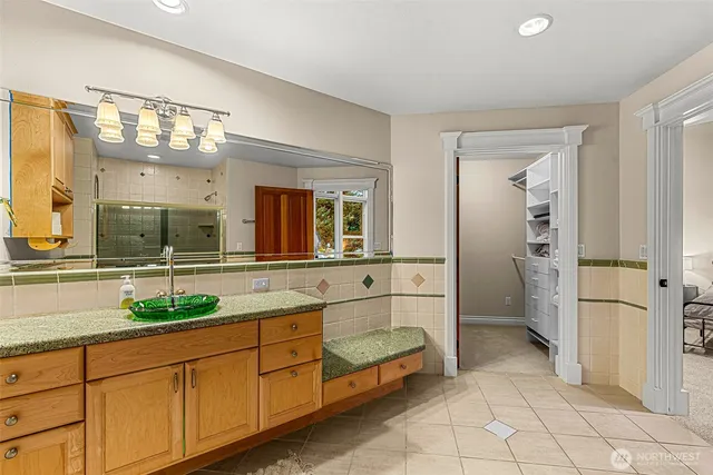 a view of a garden with a flower garden