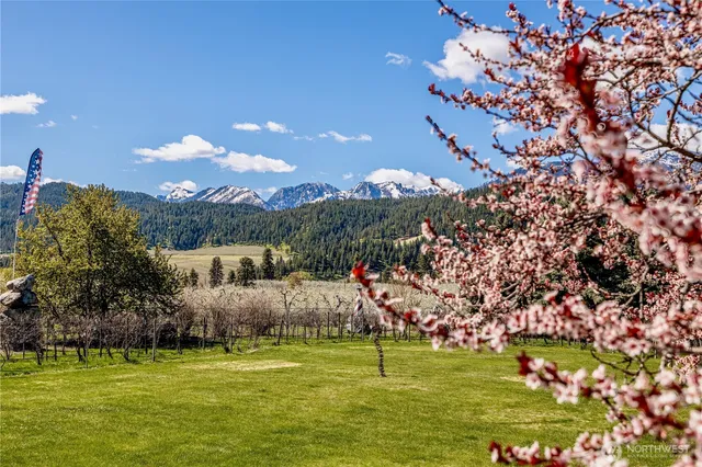a view of a golf course with a lake view