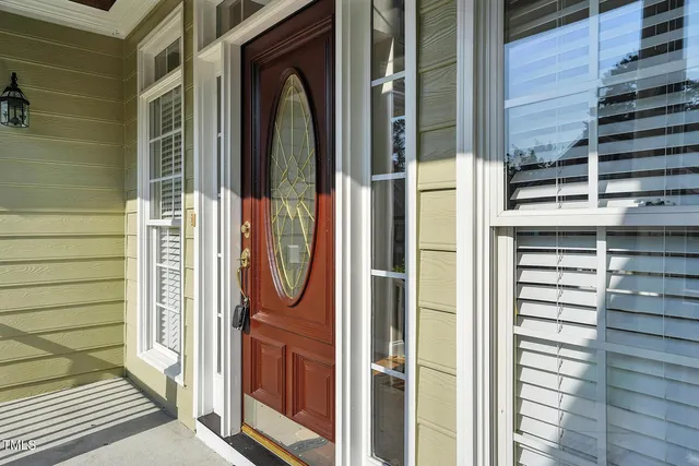 a view of a balcony from door
