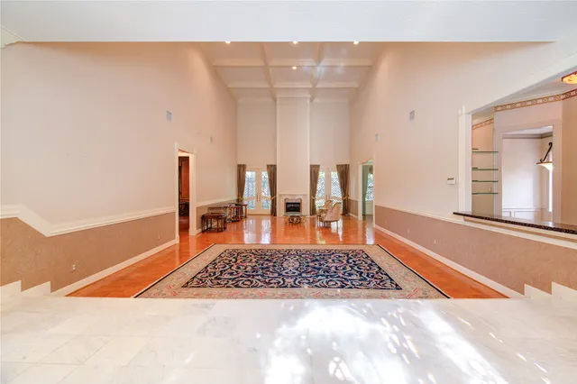 a view of a living room with a rug