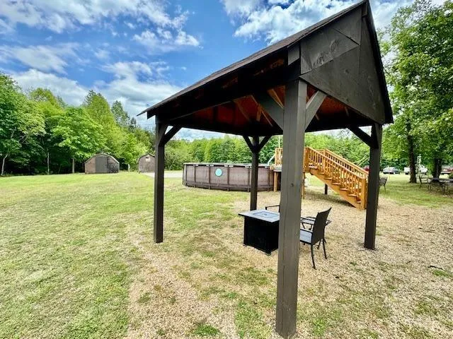 a view of a yard with porch