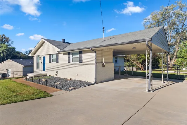 a view of a house with a patio