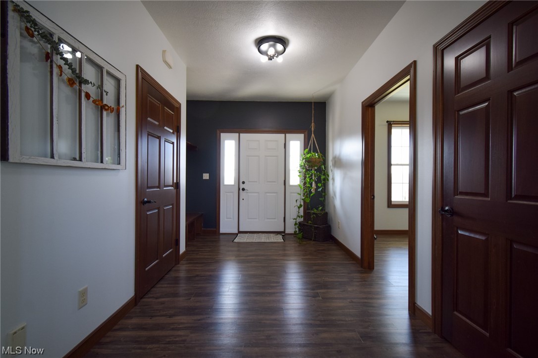 18778 Brenneman Road Dundee, OH 44624 - Photo 8 of 21 Foyer with dark hardwood / wood-style floors and a textured ceiling