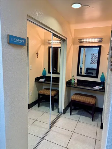 a room with stairs and furniture