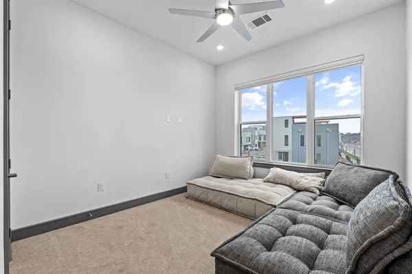 a balcony with city view