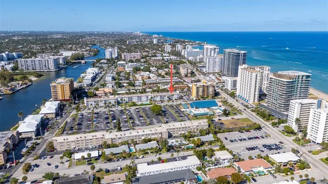 a city view with tall buildings