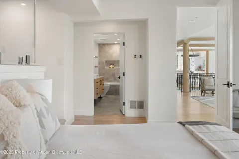 a view of a bedroom from a room