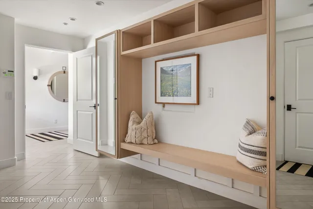 a bathroom with a tub and shower