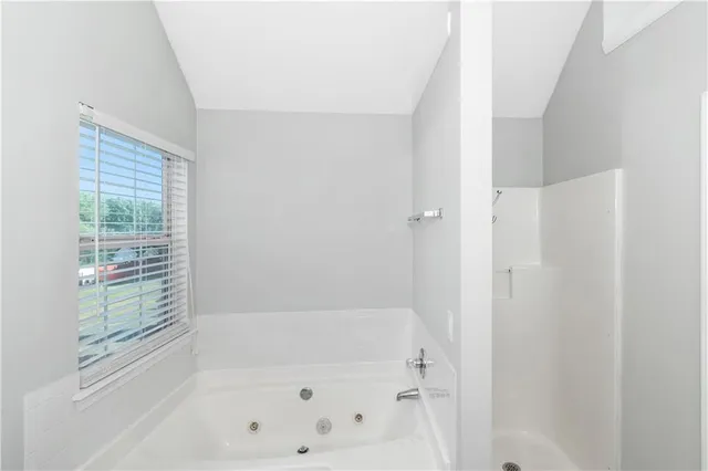 a bathroom with a bathtub