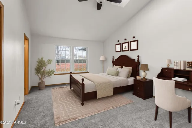 a bedroom with bed and window