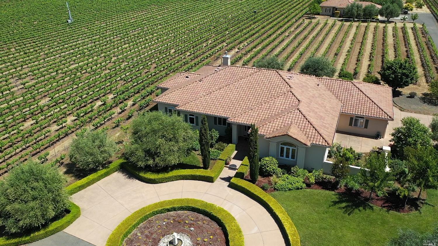 a aerial view of a house with a garden
