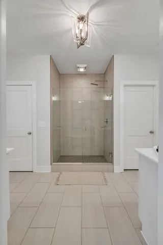 a bathroom with a shower