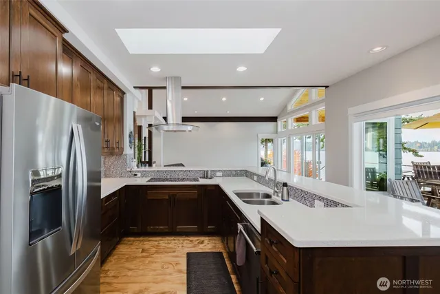a kitchen with a sink and a window