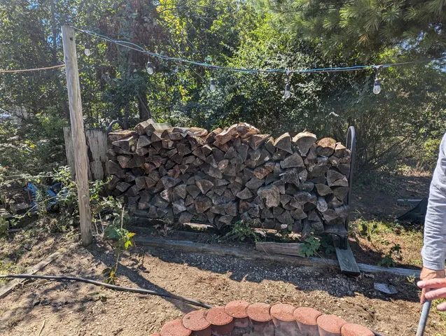 a view of a garden with an empty space