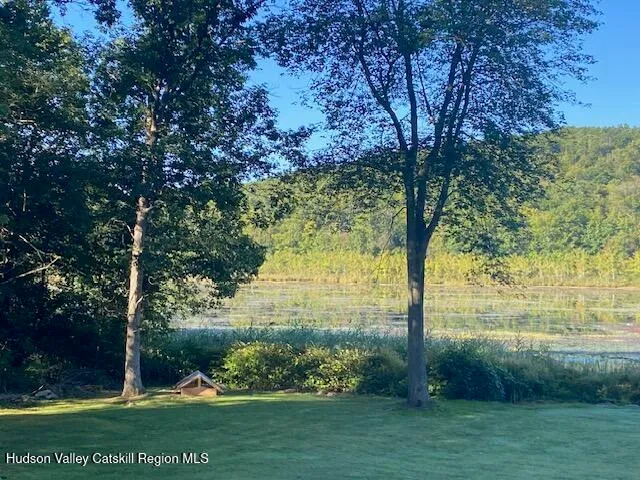 a view of backyard with green space