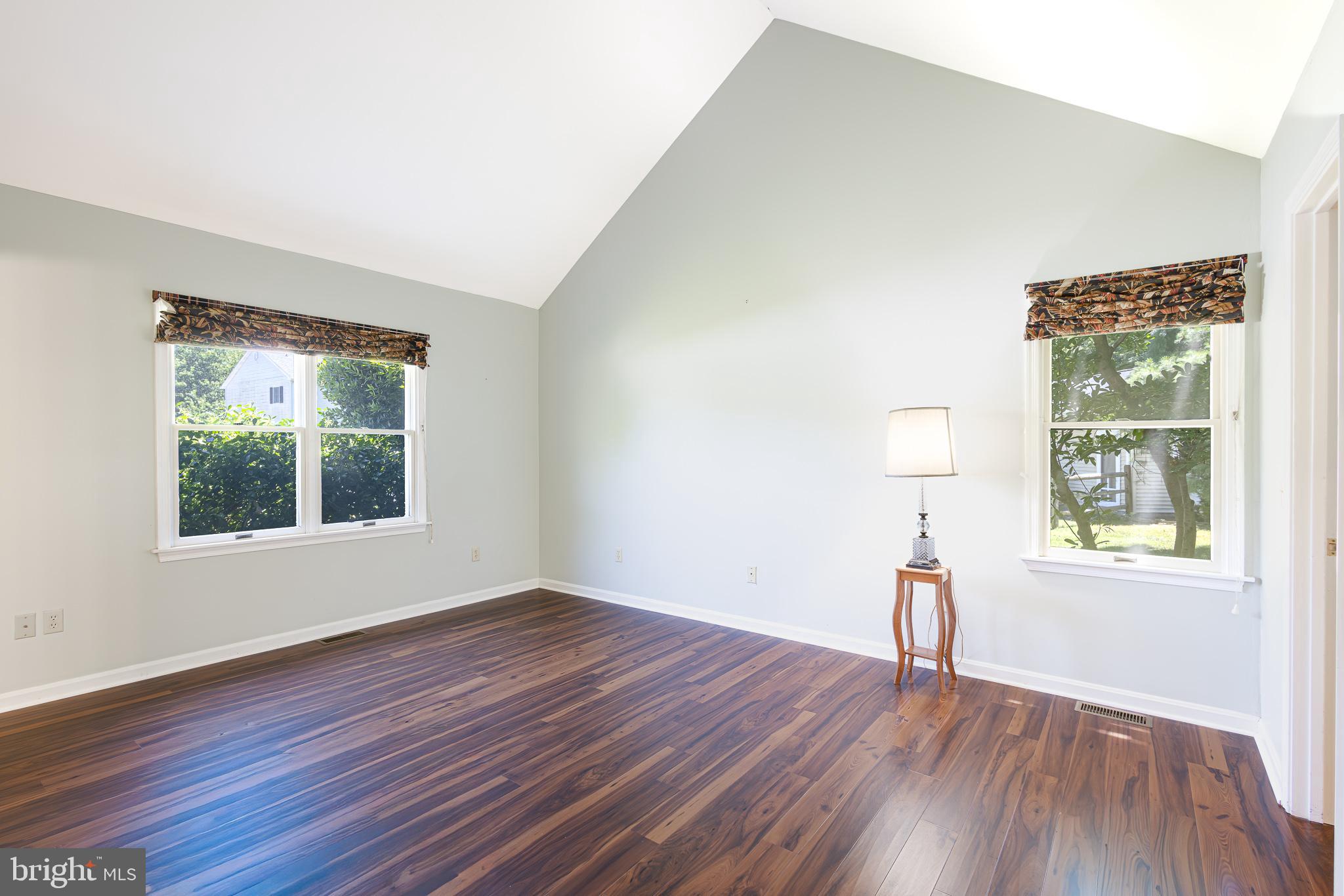 312 Spring Drive Easton, MD 21601 - Photo 9 of 32 1st floor primary bedroom, wood floor vaulted ceil