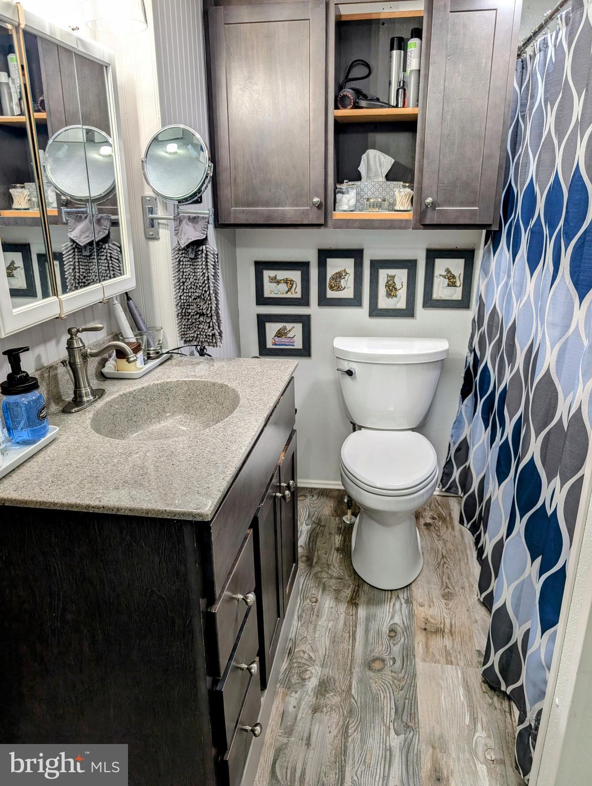 12706 High Point Road Felton, PA 17322 - Photo 34 of 56 a bathroom with a granite countertop toilet sink and mirror