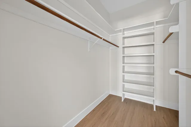 a view of an empty walk in closet