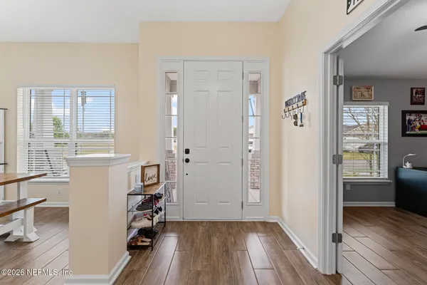 wooden floor and windows in a room
