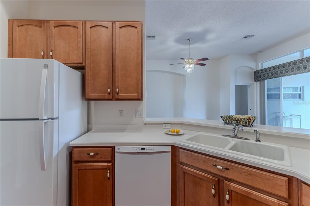 239 Longleaf Court Spring Hill, FL 34609 - Photo 22 of 55 a kitchen with a sink and a refrigerator