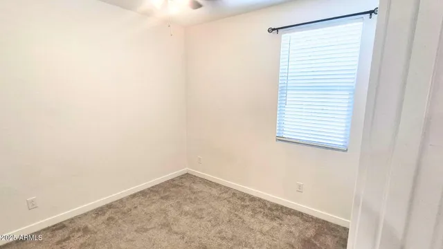 a view of a small space with a window