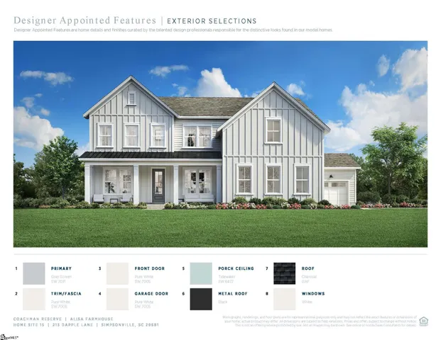 $916,000 | 213 Dapple Lane, Unit HOMESITE 15, Simpsonville, SC 29681