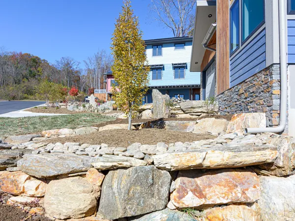 a view of a lake with a house