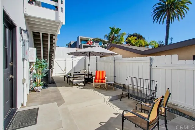 a view of a chairs and table in the patio