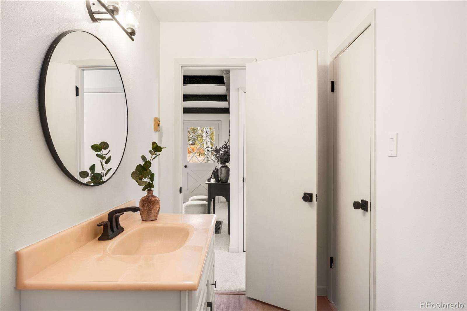 34657 Mohawk Trail Pine, CO 80470 - Photo 22 of 46 a bathroom with a sink and a mirror