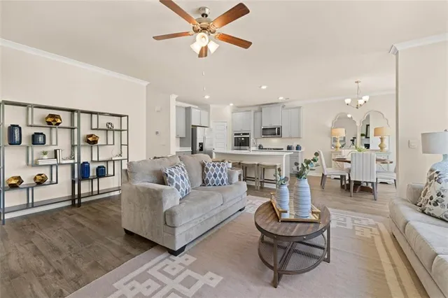 a view of hallway with livingroom