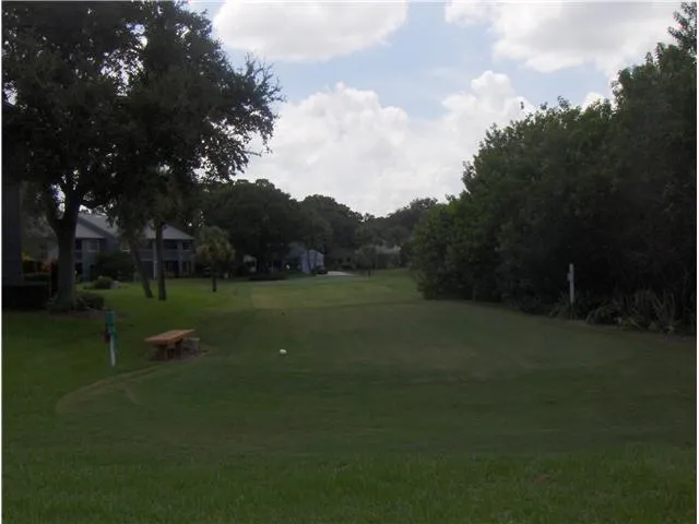a view of a green field with trees