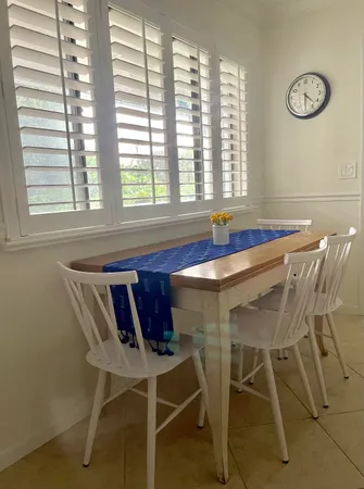 a table and chairs in a room