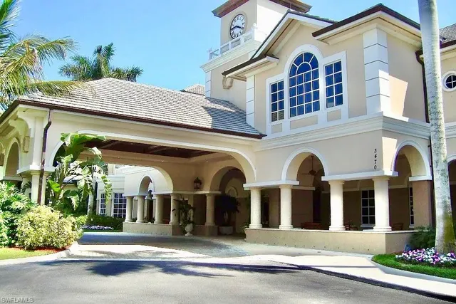 a view of a golf course with a swimming pool