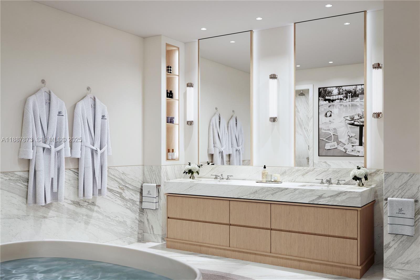 1420 South Miami Avenue, Unit 7204 Miami, FL 33130 - Photo 10 of 38 a bathroom with a double vanity sink mirror and double