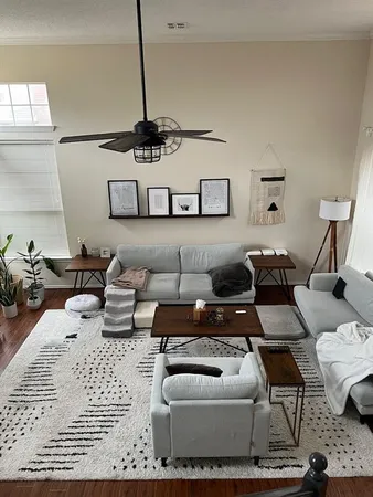 a living room with furniture